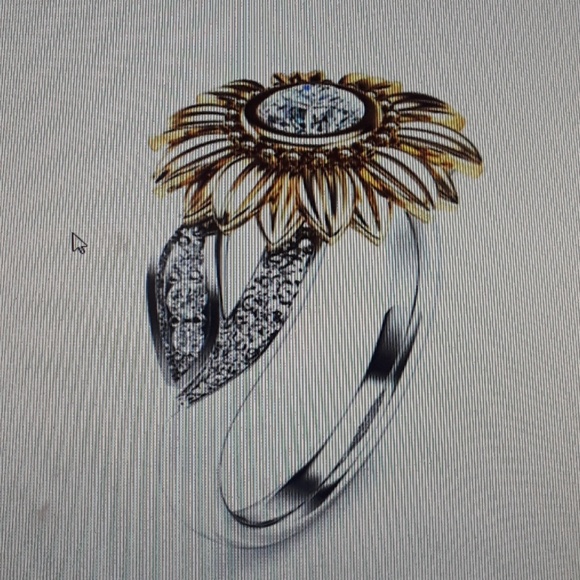 New Two Tone Silver Plated Sunflower Ring - Picture 2 of 5